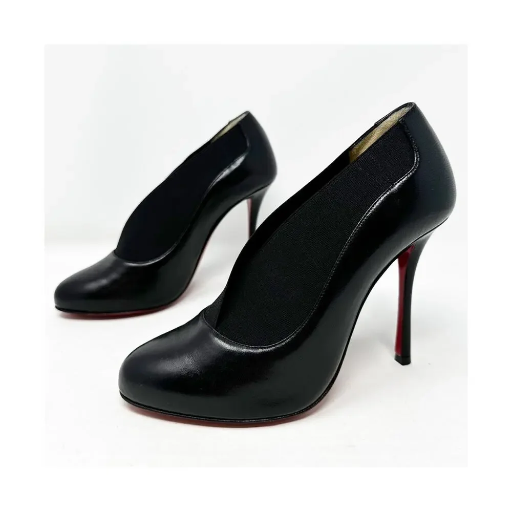 Christian Louboutin Toot Couverte Black Leather Ankle Boots Womens Size EU 36.5
